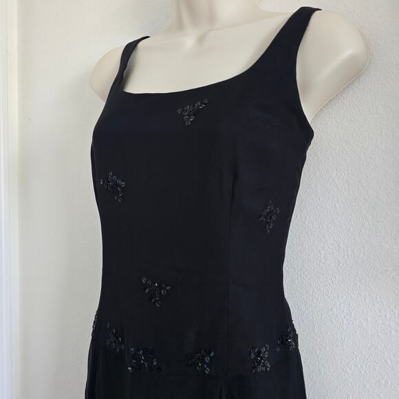 Vintage Laundry 100% Silk Beaded Drop Waist Handkerchief Hem Midi Slip Dress-6 - Picture 2 of 12